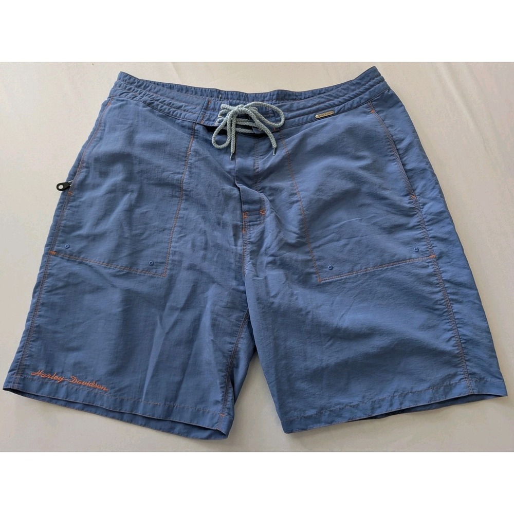 Harley Davidson Tori Richard Swim Trunks Mens 2XL Blue Board Shorts Read